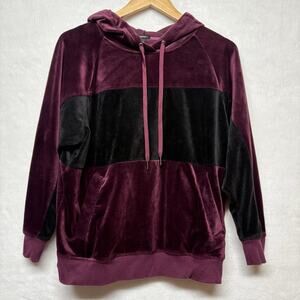Champion Womens Elite Velour Hoodie Pullover Maroon Red/Black Size S Streetwear